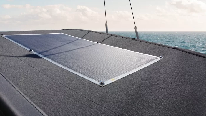 SUNBEAMsystem-sunbeam-system-canvas-bimini-solar-panel-Tough_Carbon_55W-TC56x55QF_installation-bimini NEW TOUGH+ CARBON 82W SOLAR PANEL - Image 2