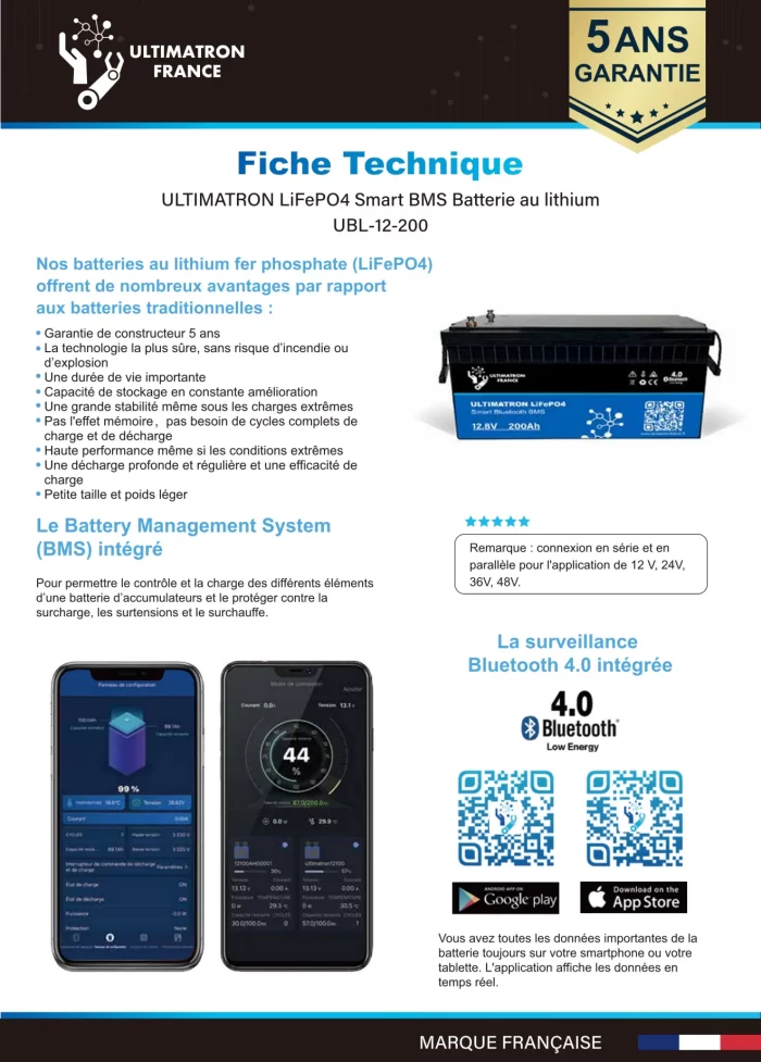 Lithium 12.8V 300Ah PRO 3840Wh LiFePO4 Smart BMS Avec Bluetooth - Image 2