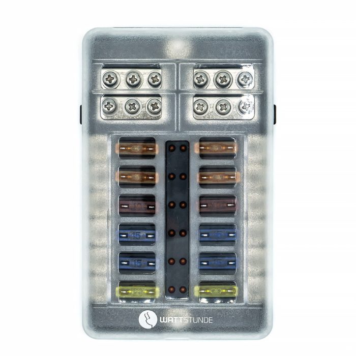 wattstundez-plus-distributor-12-mit-je-4x-5a-10a-15a-20a-flachsicherungen Plus Distributor 12 mit - Image 1