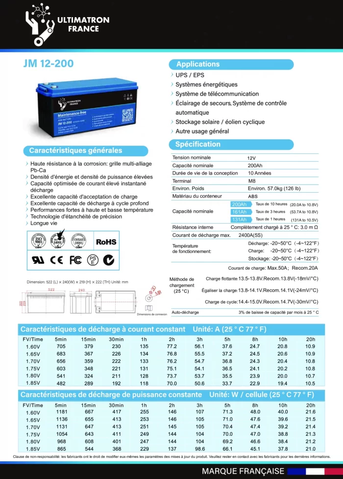 Batterie 200Ah 12V AGM EcoWatt - Image 2