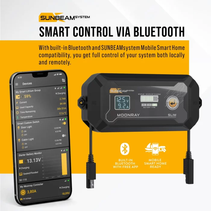 MOONRAY SLIM 15A BUILT IN BT 12/24V ALLROUND MPPT - Image 2