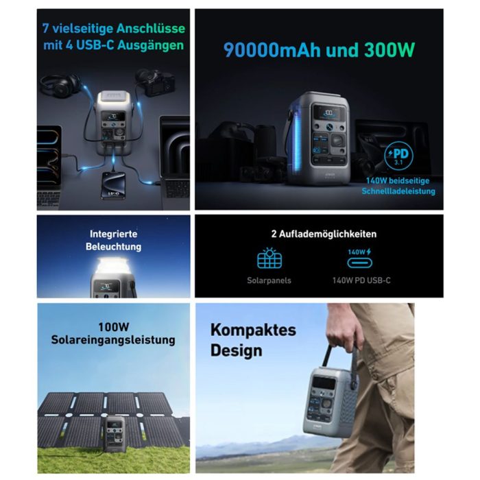 Anker SOLIX C300X DC portable power station 288Wh 300W - Image 2