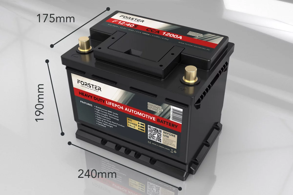 forster-40ah-128v-lifepo4-heavy-duty-automotive-lithium-batterie-1200a-240-x-174-x-190mm-72kg-pb-eq-90ah~3 FORSTER 40Ah 12.8V LiFePO4 Heavy Duty Automotive Lithium Batterie 1200A - Image 1