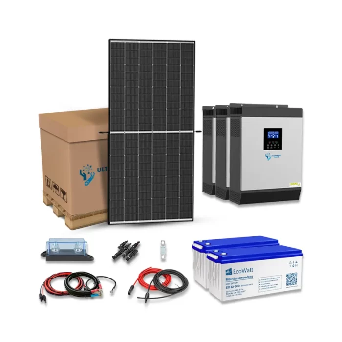 KIT-SOLAIRE-10KW-AUTONOME-HYBRIDE-MPPT-48V-230380V-15KVA-STOCKAGE-19200WH-1 Kit Solaire 10KW Autonome Hybride Mppt 48V-230/380V 15KVA Stockage 19200WH - Image 1