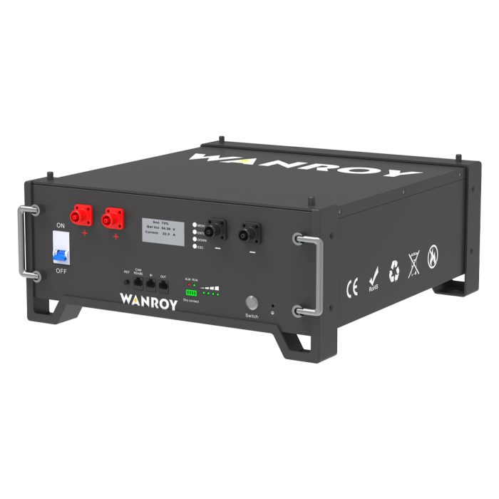 WANROY 51,2V 100Ah LiFePO4 Battery 5,12kWh ESS With Built-In 100A BMS, With LCD Screen - Image 1
