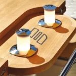 Aurora Compact table light with round stainless steel bezel