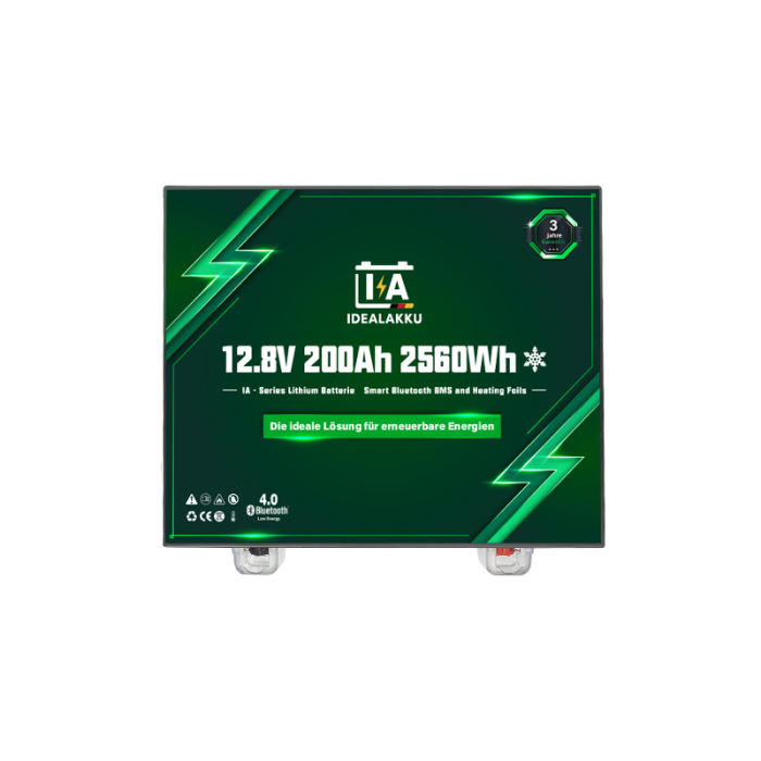 Idealakku IA SERIES Lithium Battery LiFePO4 12V 200Ah Smart BMS with Bluetooth Motorhome Underseat Battery with Heating - Image 2