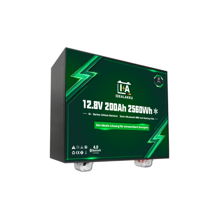 Idealakku IA SERIES Lithium Battery LiFePO4 12V 200Ah Smart BMS with Bluetooth Motorhome Underseat Battery with Heating - Image 3