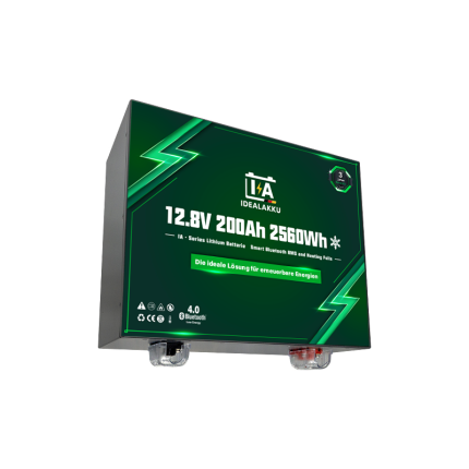 Idealakku IA SERIES Lithium Battery LiFePO4 12V 200Ah Smart BMS with Bluetooth Motorhome Underseat Battery with Heating