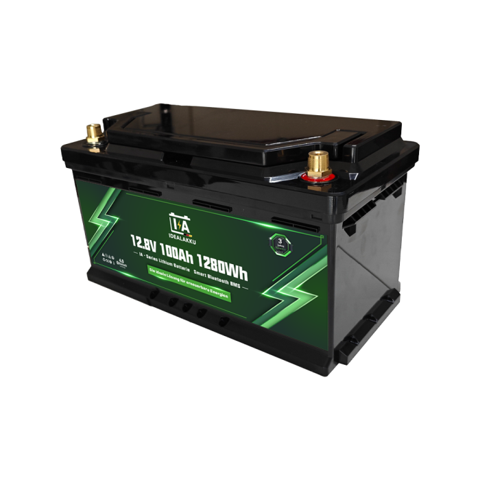 Idealakku IA SERIES Lithium Battery LiFePO4 12V 100Ah Smart BMS with Bluetooth Motorhome Underseat Battery - Image 1