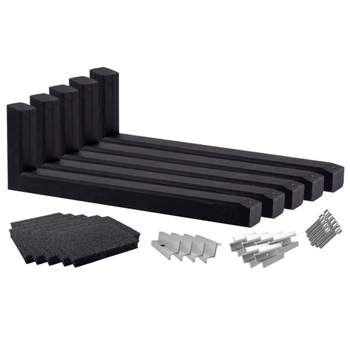 Wattstone PV mounting system for flat roofs for 4 solar modules with 30 mm frame height, 15° concrete base, black building protection mat - Image 2